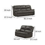 Gray Leather Lizzy Sofa and Loveseat Set with Manual Reclining and Solid Wood Frame - image 5