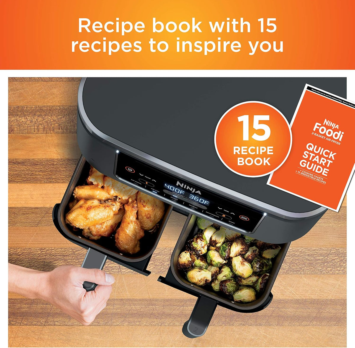 Ninja Foodi 10QT 6-in-1 DualZone Smart XL Air Fryer, 2 Independent 5QT Baskets, Smart Cook Thermometer, Match Cook, Smart Finish, Air Fry, Roast, Bake, Dehydrate, Reheat, Grey, DZ550 - image 8