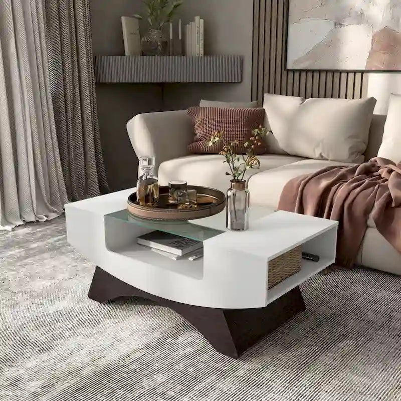 Angelic Contemporary Storage Coffee Table with Glass Insert by Furniture of America - image 8