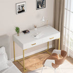 Modern Computer Desk with 2 Drawers - Stylish Study Writing Table with Storage for Home Office - image 1