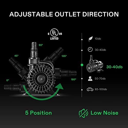 VIVOSUN 1600 GPH Submersible Water Pump, 100W Pond Pump, Ultra Quiet Aquarium Pump - image 6