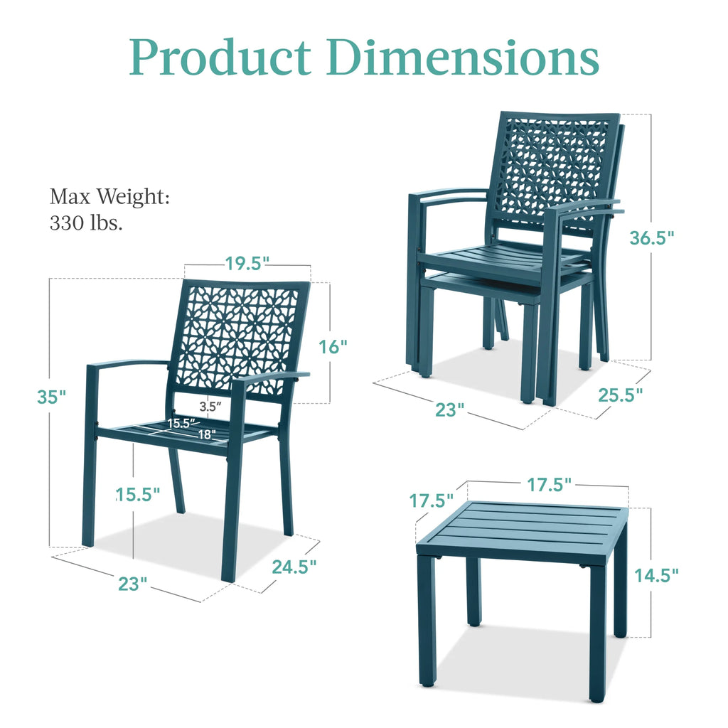 Best Choice Products 3-Piece Stackable Steel Outdoor Conversation Bistro Set, Patio Chat Furniture w/ 2 Chairs, Table- Black - image 57