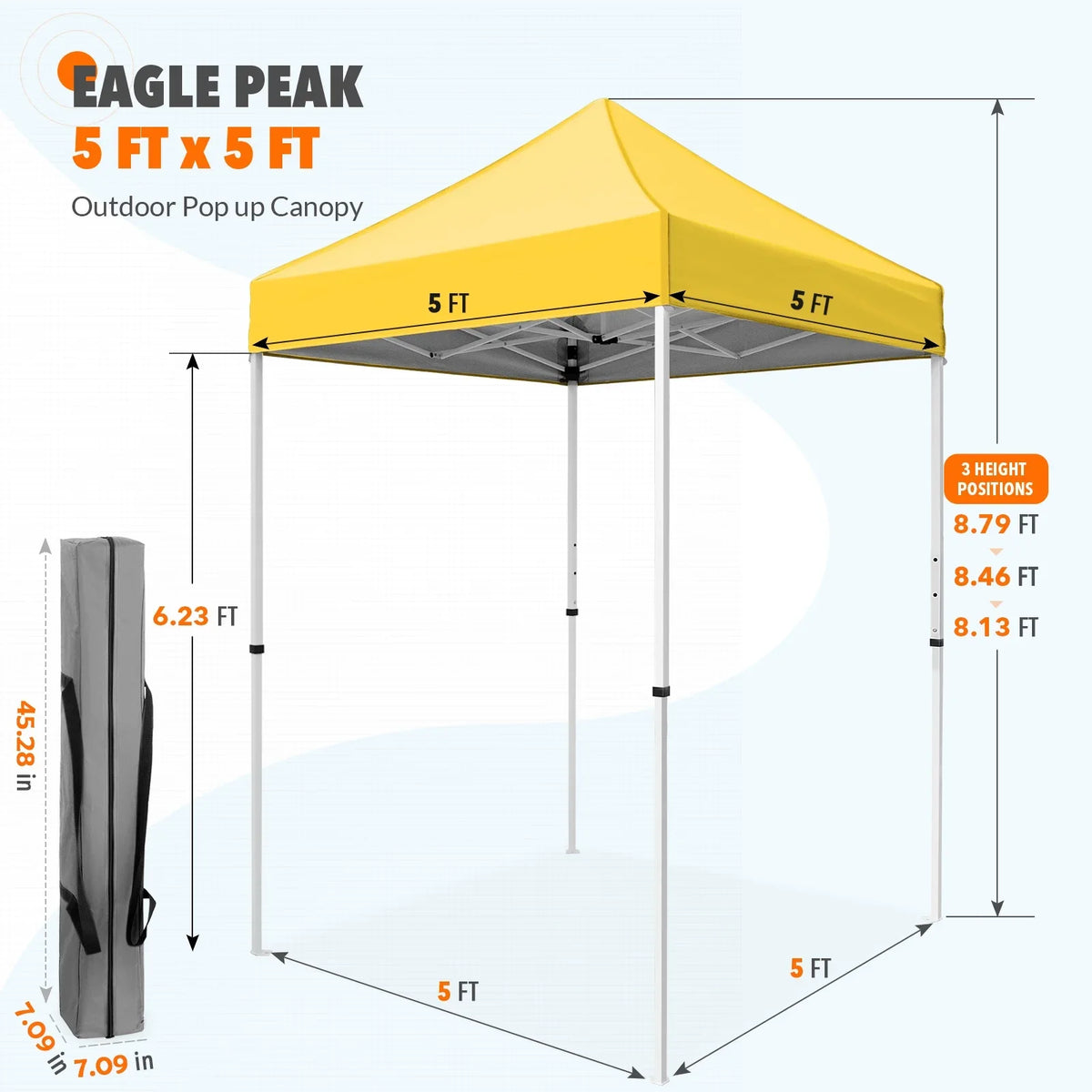 EAGLE PEAK 5x5 Pop up Canopy Tent Instant Outdoor Canopy Easy Set - up Straight Leg Folding Shelter（blue） - image 30