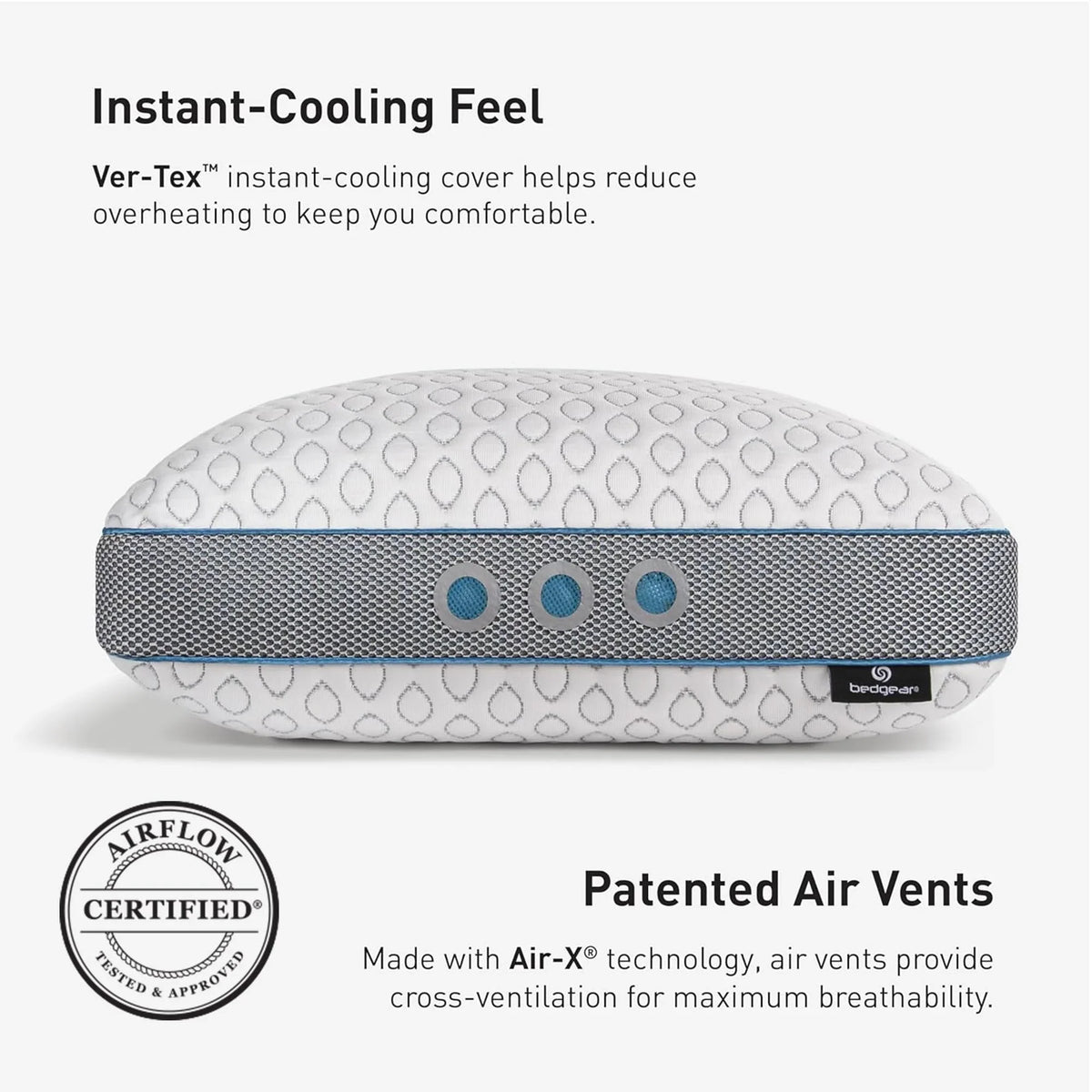 Bedgear Frost Performance Pillow - Size 3.0 - Cooling Bed Pillow for Hot Sleepers - Medium Firmness Pillow for All Sleep Positions, Hypoallergenic - image 2