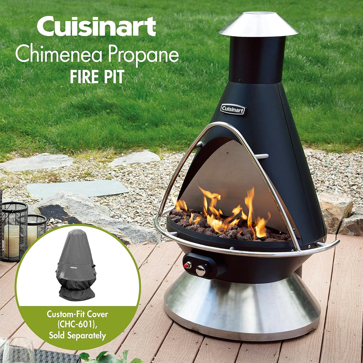 COH-600 Propane Fire Pit, Patio Heater with Tip-Over Safety Switch, 8 lbs. Lava Rocks Included, 31" x 31" x 48" - image 2