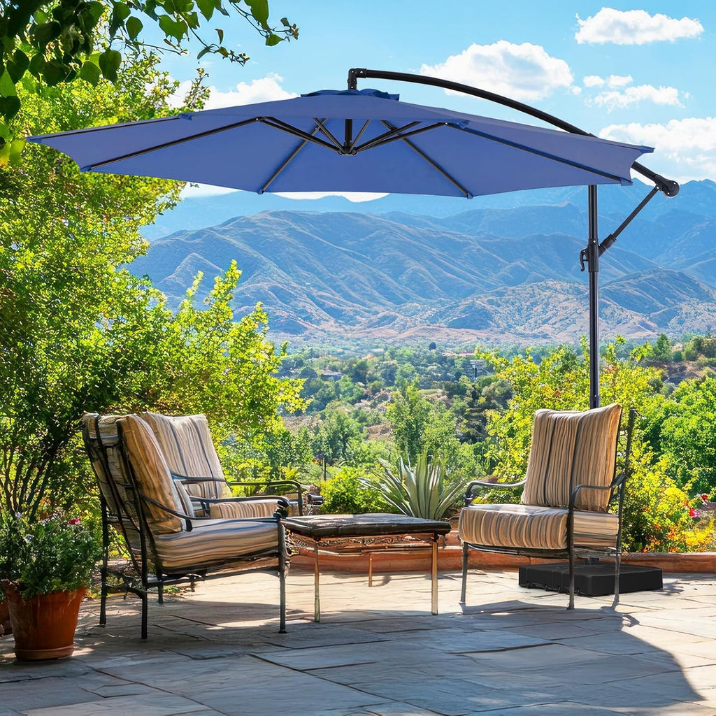 9.8FT Offset Patio Umbrella Hanging Cantilever Umbrella Outdoor Sun Shade with Easy Tilt Adjustment, 8 Ribs, UV Protection for Backyard, Lawn, Garden and Pool, Blue - image 24