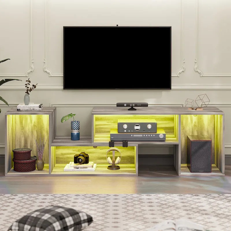 Modern Modular TV Stand with LED Lighting & Open Storage - image 1