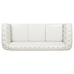 Cream 84.65 Traditional Chesterfield 3-Seater Sofa in PU Leather - image 10