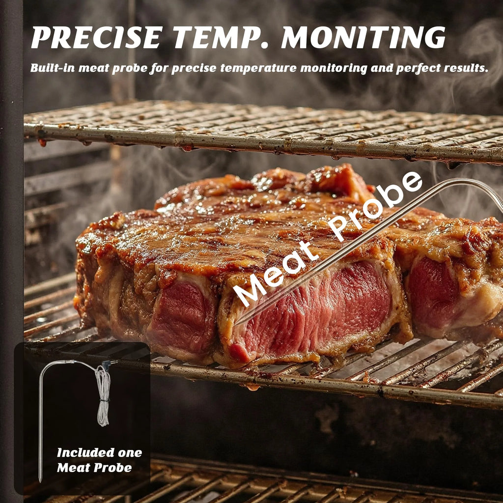 Vertical Electric Pellet Smoker Grill with Cover, 616 Sq in Cooking Area, LED Temperature Control, Meat Probe, Outdoor BBQ Smoker for Steak, Ribs, Fish & Vegetables - image 5