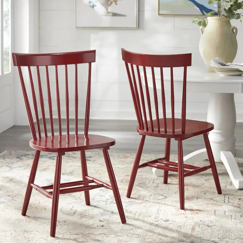 Set of 2 Spindle Back Dining Chairs Solid Rubberwood Farmhouse Style - image 8