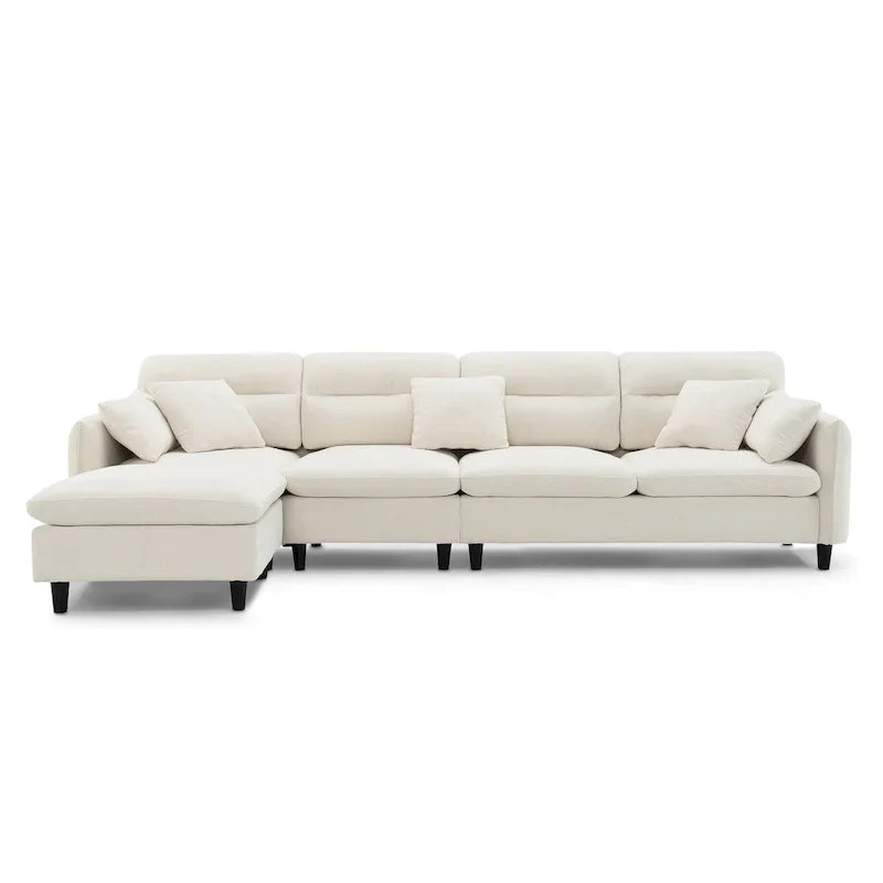 110-Inch L-Shaped 5-Seater Sectional Sofa with Removable Ottoman, Cloud Chenille Fabric, and 5 Cushions - image 11