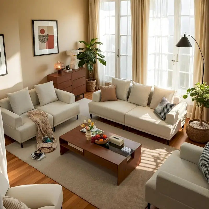 Contemporary Deep Seat Sofa with Cushions, Elevated Legs, Cozy Living Room Seating, Ideal for Apartments - image 3