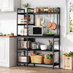 43-Inch Kitchen Bakers Rack with Microwave Stand - 5-Tier Utility Storage Shelf and 10 Hooks for Kitchen and Living Room - image 2