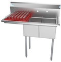 43 in. Freestanding 2 Compartments Sink with Drainboard, Silver - image 1