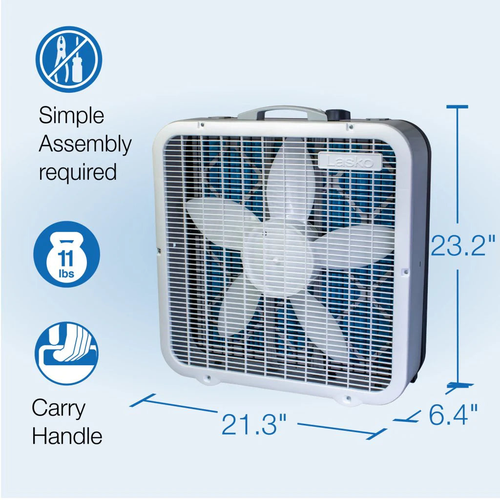 Lasko Air Flex 2-in-1 Box Fan & Air Purifier, 20-Inch, 3 Speeds, White, FF305 - image 6