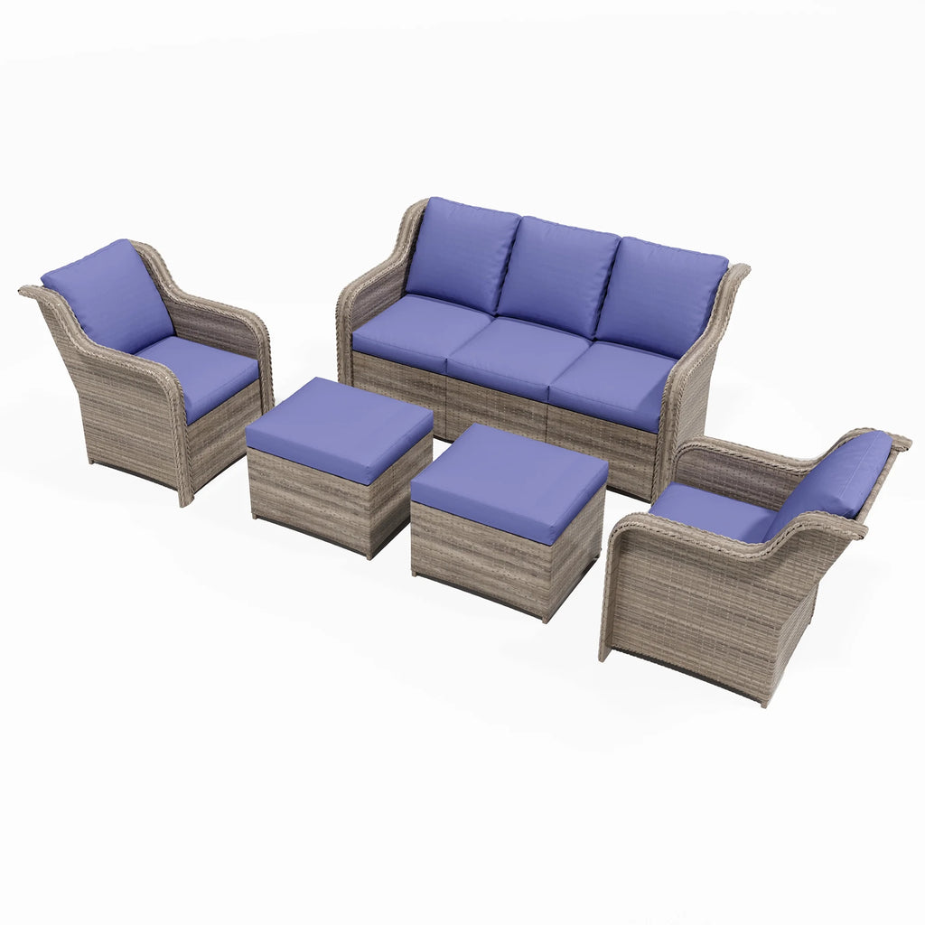 Ainfox 7 Pcs Outdoor Patio Furniture Sofa Set on Sale, Grey Rattan Grey Cushion - image 51