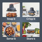 4 in 1 Portable Glass Air Fryer Cooking System, 4QT & 6 Cup Glass Containers with Storage Lids, Easy Meals, Microwave, Freezer & Dishwasher Safe, Air Fry, Bake & More, Cyberspace, FN101GY - image 6