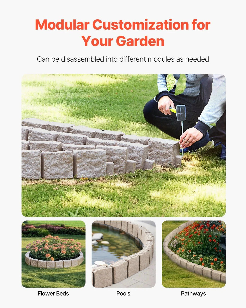 Fake Stone Landscape Edging 46.8x3.9 in Lawn Edging Border Fade - Resistant No Dig - image 8