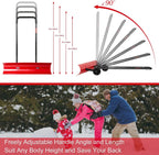 38 Inch Snow Shovel for Driveway,Bi-Direction Heavy Duty Snow Pusher with Wheels and Angled Blade for Efficient Snow Removal, Back Saver Snow Plow for Dorway Sidewalk - Big Wheels - image 5