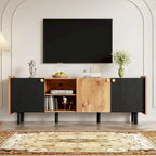 Mid-Century Modern TV Stand with 3 Cabinets - Media Console for TVs up to 70 inches, Stylish Entertainment Center with Storage for Living Room - image 3