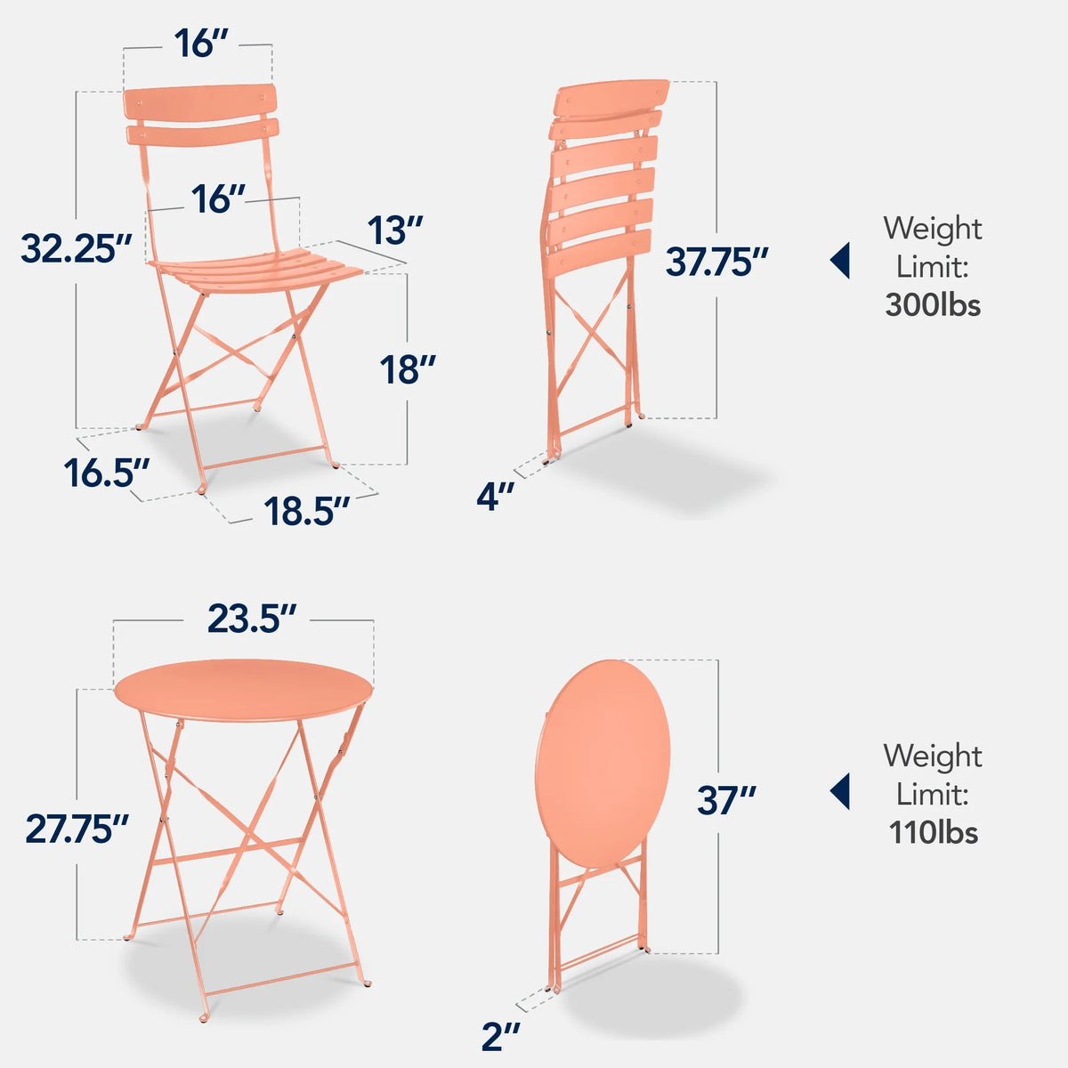 Best Choice Products 3-Piece Small Bistro Set, Folding Patio Furniture Set of 2 Chairs and Table - Black - image 149