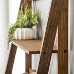 Walker Edison Solid Wood 4-Shelf Ladder Bookshelf, Brown - image 11