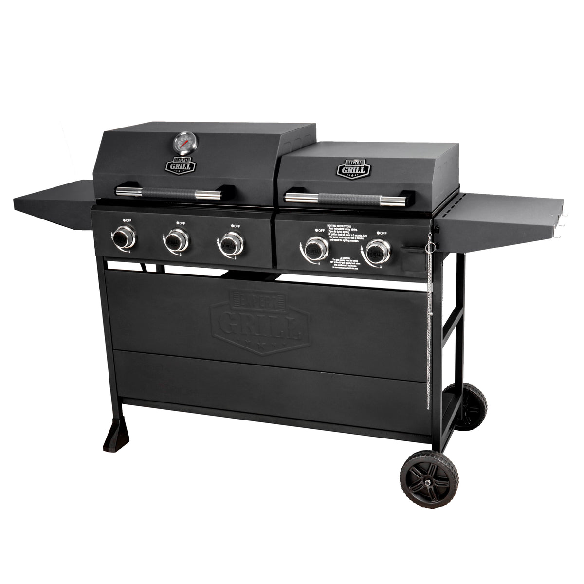 Expert Grill 5 Burner Combination Propane Gas Grill and Propane Griddle Grill, Black - image 1