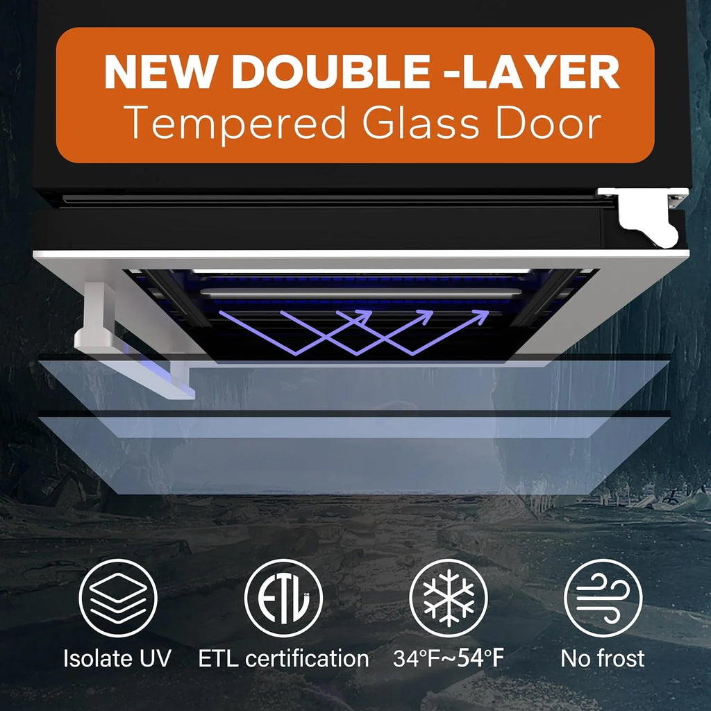 24'' Wine Cooler Refrigerator - 46 Bottle Wine Fridge Dual Zone with Modern Touch Intelligent Digital 40°-65°F Low Noise, Built in or Freestanding Wine Cooler for Home and Kitchen - image 20