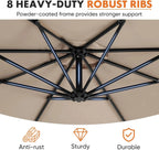 9.8FT Offset Patio Umbrella Hanging Cantilever Umbrella Outdoor Sun Shade with Easy Tilt Adjustment, 8 Ribs, UV Protection for Backyard, Lawn, Garden and Pool, Blue - image 14
