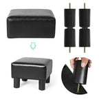 Square Footrest Stool with Upholstered Seat and Wooden Legs - image 5