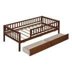 Holaki Twin Size Wood Bed with Guardrails and 2 Storage Drawers for Kids, Gray - image 18