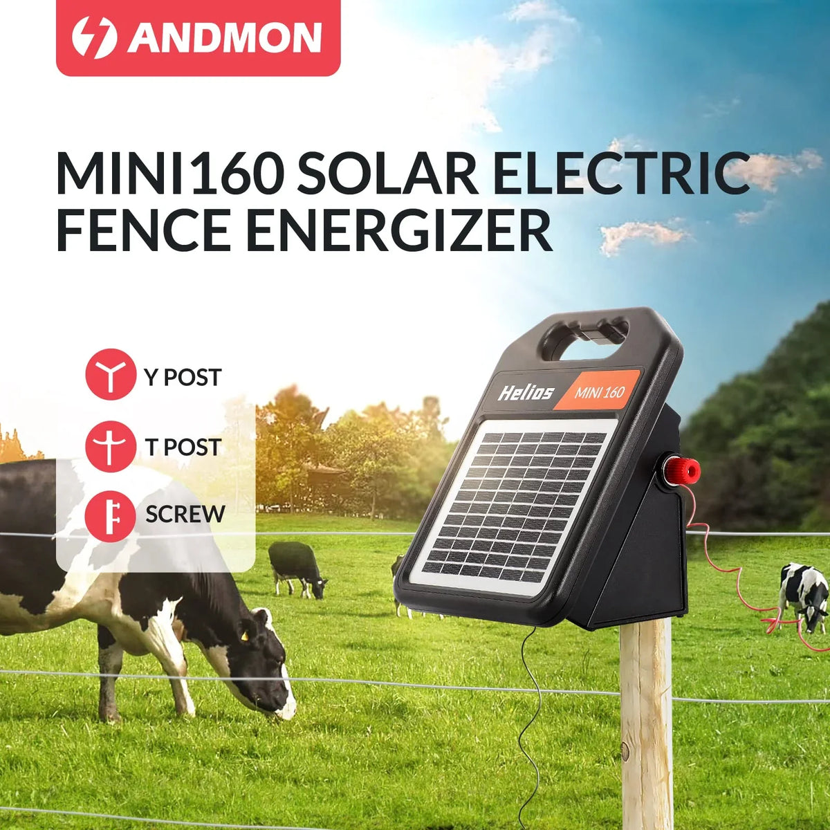 Andmon 10 Miles Solar Electric Fence Charger with Day or Night Mode - image 6