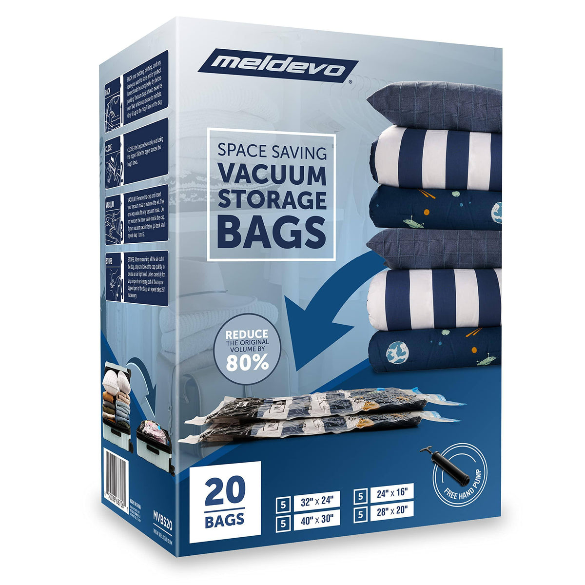 MELDEVO 20 Pack Premium Vacuum Sealer Bags - Space Saver Storage Bags for Home and Closet Organization - Vacuum Compression Bags for - image 1