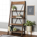Walker Edison Solid Wood 4-Shelf Ladder Bookshelf, Brown - image 1