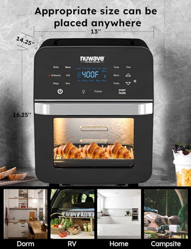 Air Fryer Oven, 15.5Qt X Large Family Size, SS Rotisserie Basket &Skewer Kit, Reversible Ultra Non Stick Grill/Griddle Plate, Powerful 1800W, Integrated Smart Thermometer,Black - image 8