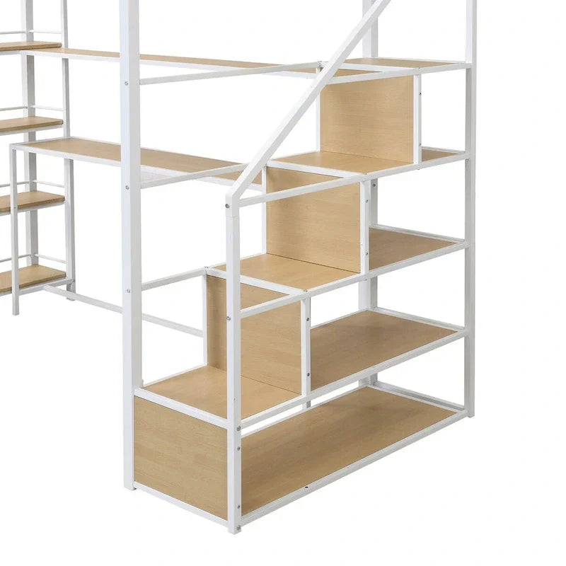 MERAX Twin Metal Loft Bed with Staircase, Desk, and Shelving - image 1