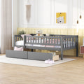 Holaki Twin Size Wood Bed with Guardrails and 2 Storage Drawers for Kids, Gray - image 1
