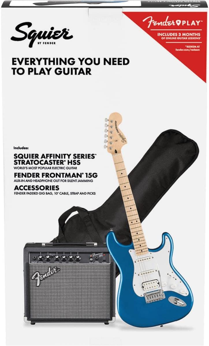 Squier by Fender Affinity Series Stratocaster Pack, HSS, Maple Fingerboard, Lake Placid Blue - image 4