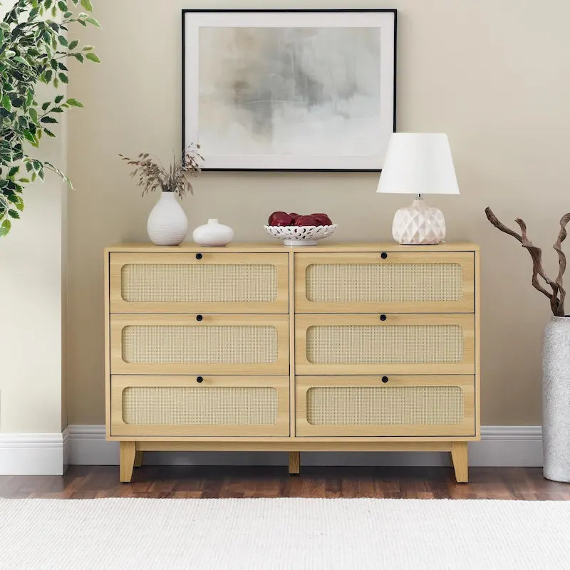 Vintage Wooden Six-Drawer Dresser - Ideal for Bedroom, TV Cabinet, or Living Room Storage - image 4