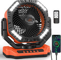 40,000mAh Battery Operated Fan, 13" Remote Camping Fan with LED Auto-Oscillating Rechargeable Fan Powerful Portable Desk Fan for Home, Camping, RV, Courtyard, Picnic, Emergency Power - image 1