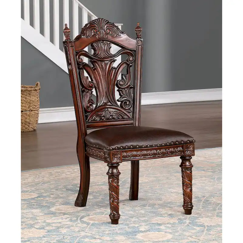 Abeena Set of 2 Traditional Cherry Solid Wood Side Chairs by Furniture of America - image 1