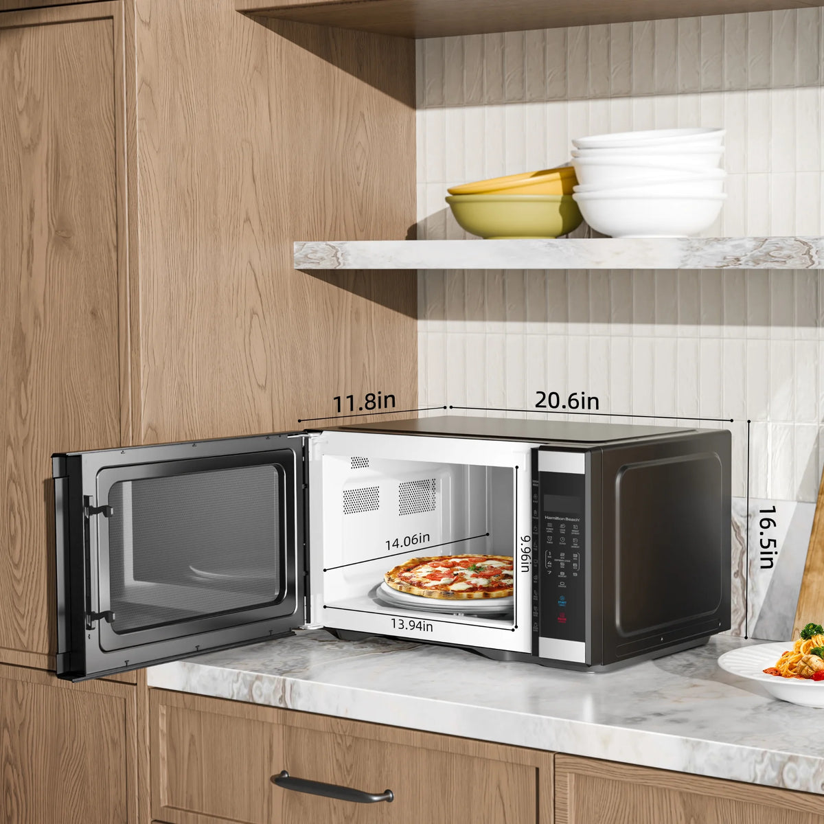 Hamilton Beach 1.1 cu ft Countertop Microwave Oven, Black and Stainless Steel - image 7