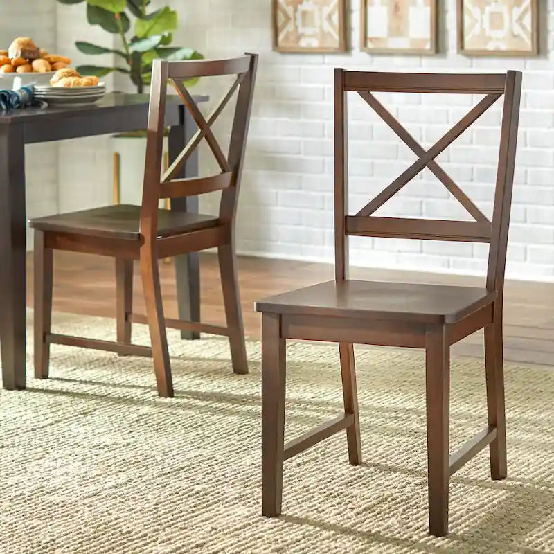 Set of 2 Solid Wood Crossback Dining Chairs by Simple Living - image 5