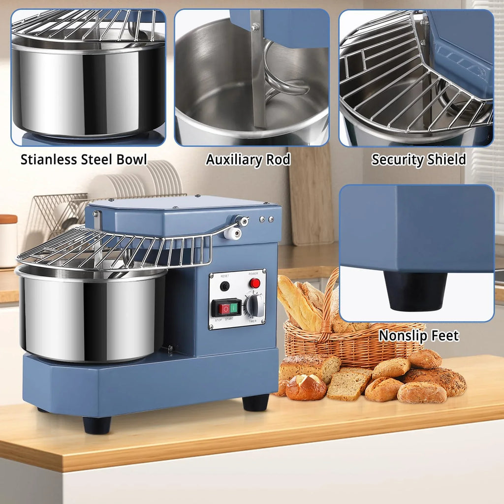 2025  8Qt Commercial Food Mixer, 450W Dual Rotating Dough Kneading Machine w Food-grade Stainless Steel Bowl, Security Shield & Timer, Commercial - image 4