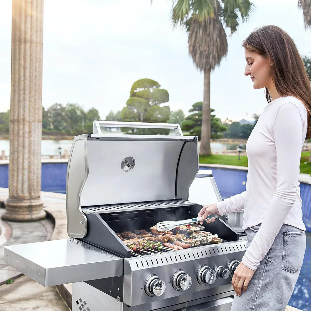 Upgraded 4 Burner BBQ Propane Gas Grill with Cast Iron Grates & Side Stove, 44,000 BTU Stainless Steel Burner Barbecue Grill for Patio, Camping, Outdoor Cooking. - image 35