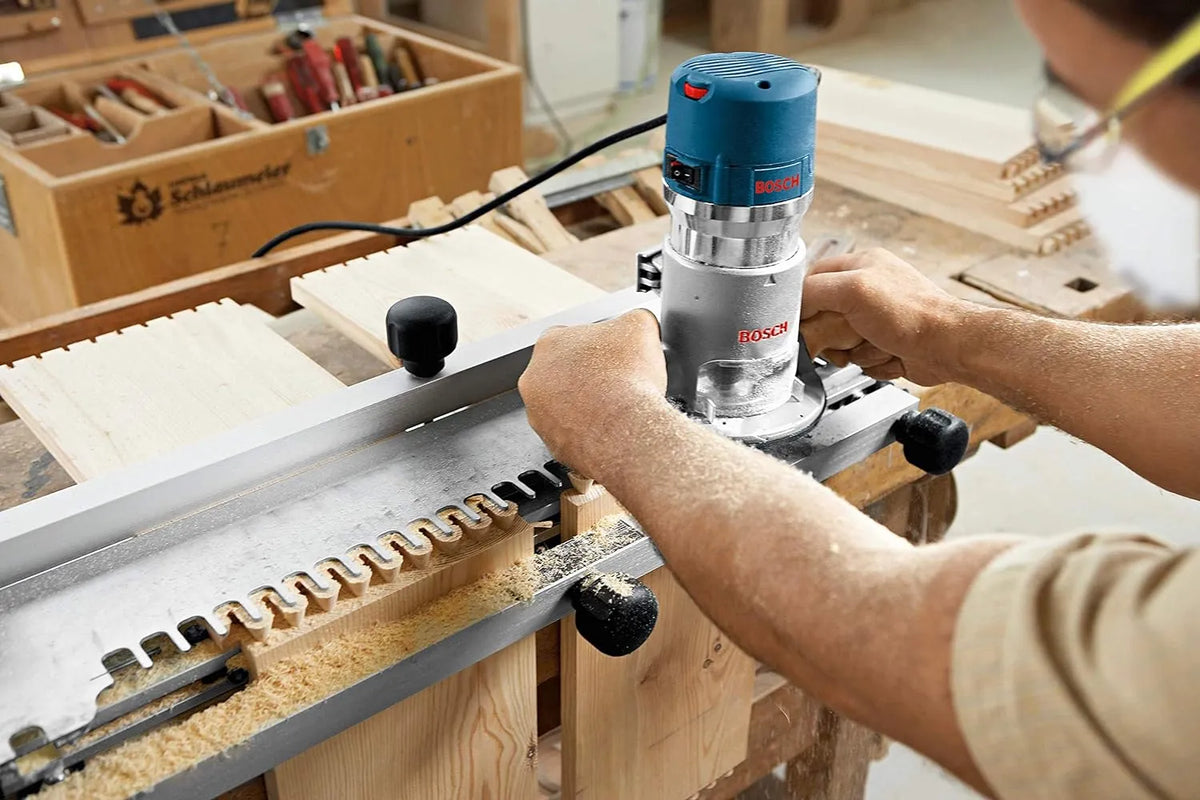 BOSCH 1617EVSPK Wood 12 Amp Router Tool Combo Kit - 2.25 Horsepower Plunge Router & Fixed Base with a Variable Speed - image 17