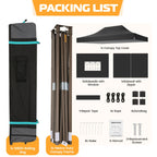 COBIZI 10x15 Pop Up Canopy Tent Heavy Duty with Sidewall, Commercial Outdoor Easy Pop Up Gazebo for Party Wedding All Weather Waterproof UV 50+ with Roller Bag(Leg Upgraded),Black - image 3