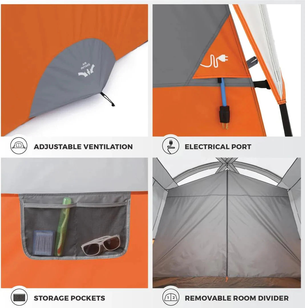 CORE Straight Wall Cabin Tents / 10 Person / 11 Person / 12 Person Large Multi Room Family Tents for Car Camping & Outdoor Adventures - image 16