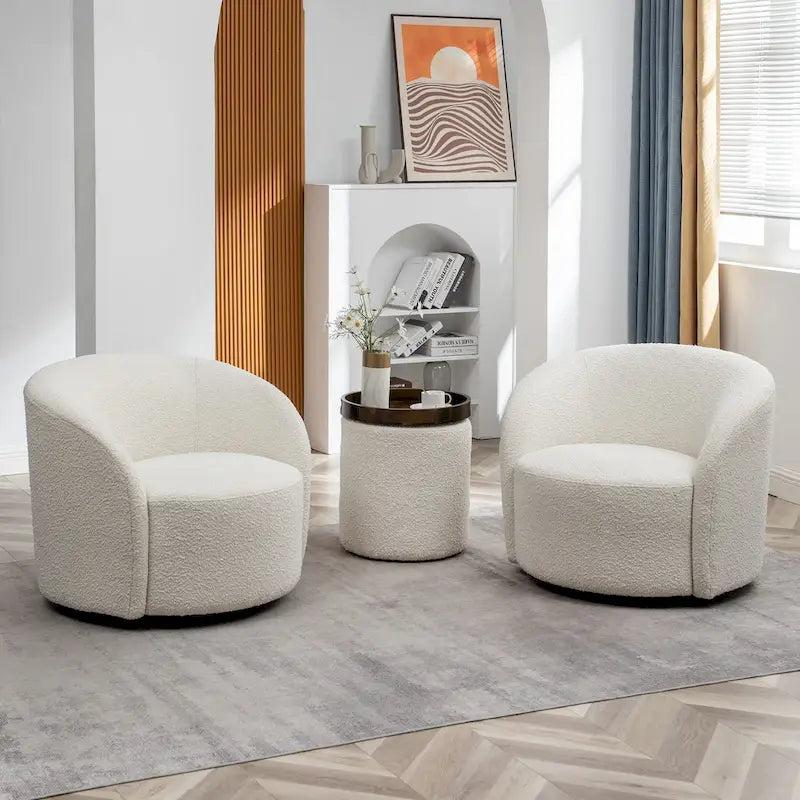 Set of 2 KINWELL 34-Inch Wide Upholstered Swivel Barrel Chairs - image 5