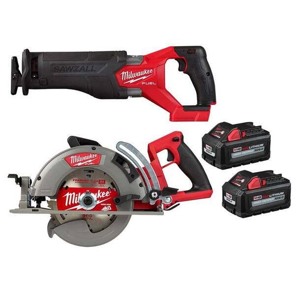 M18 FUEL 18-Volt Lithium-Ion Brushless Cordless SAWZALL w/7-1/4 in. Rear Handle Circ Saw, Two 6 Ah High Output Batteries - image 15